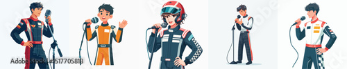 racer character vector singing microphone
