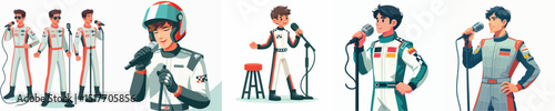 racer character vector singing microphone