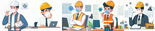 architect character vector having flu