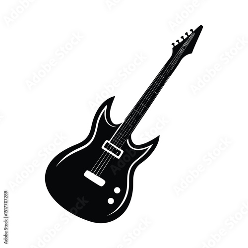 Black electric guitar silhouette vector illustration