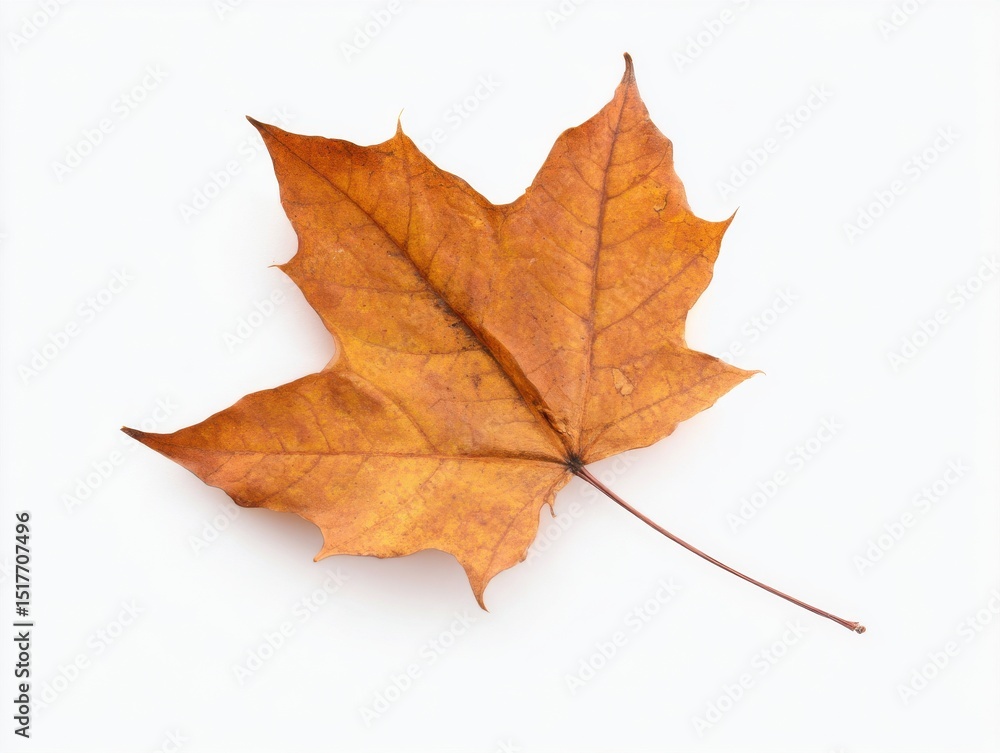 Dry autumn maple leaf in orange brown tone isolated on white
Dry autumn maple leaf in orange brown tone isolated on white