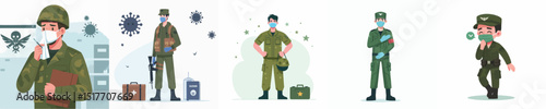 soldier character vector having flu