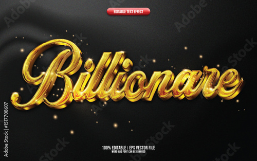 Billionare golden 3D editable text effect