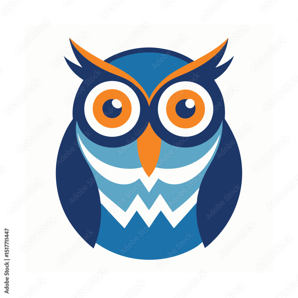 Stylized Owl with Circular Eyes and Symmetrical Features Stylized Owl with Circular Eyes and Symmetrical Features