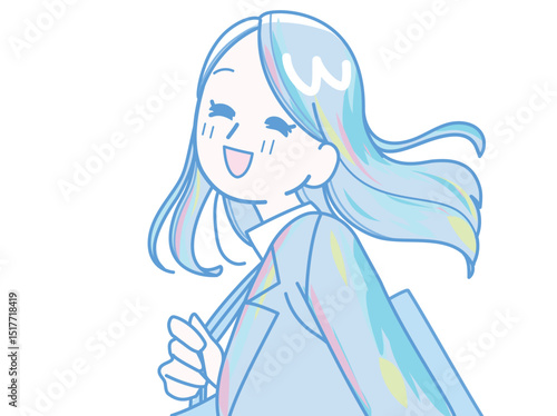 スーツ姿の笑顔の女性