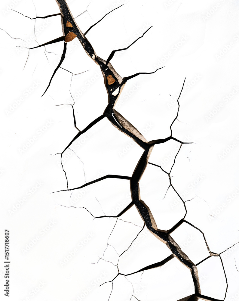 Fototapeta premium Grunge Cracked Wall Texture - Seamless White & Transparent Background