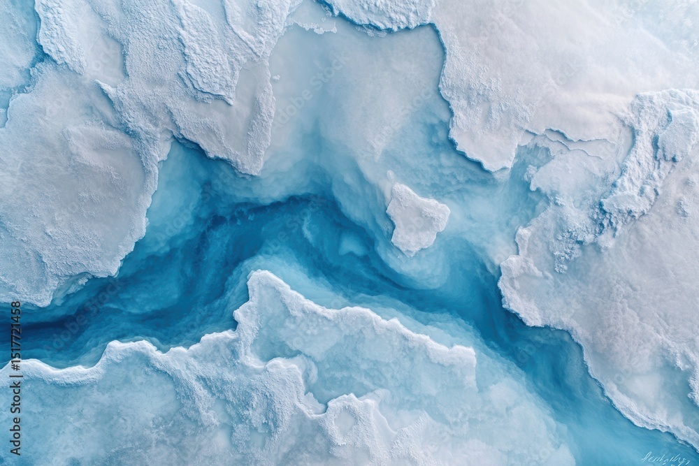 Naklejka premium Stunning aerial view of glacial ice formations and clear blue water during summer afternoon