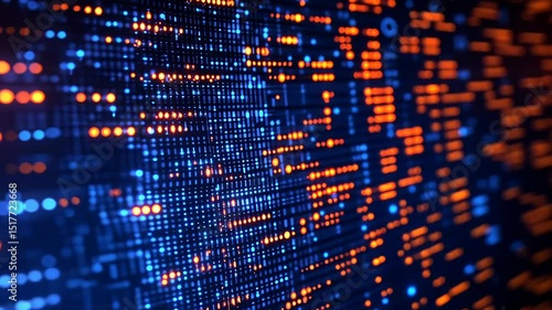 Wallpaper Mural Abstract digital data stream, glowing blue and orange nodes forming complex patterns on dark background Torontodigital.ca