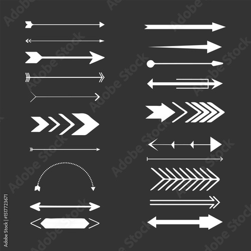 Stylish Arrow Vector Set - Unique White Arrow Icons for Design