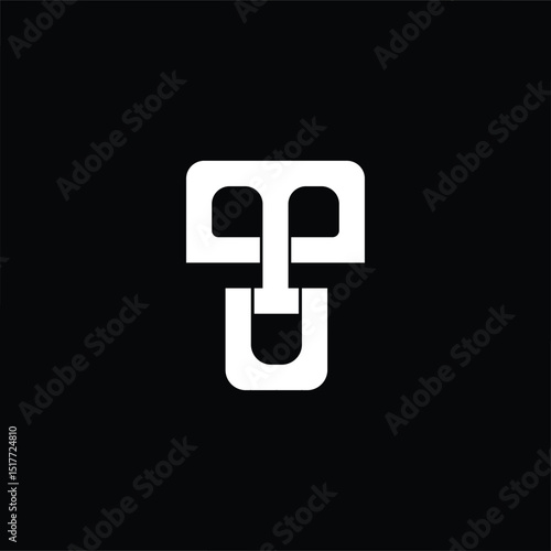 Black and white flat monogram logo featuring M, T, U letters, perfect for modern branding, corporate identity, tech firms, startups, and professional design use.