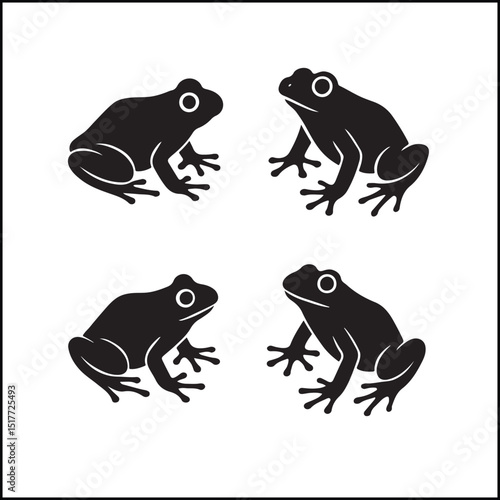 Frogs Silhouettes Icon Set