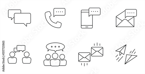 Collection of Communication and Messaging Icon Linear Concept