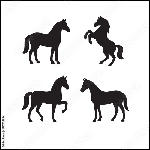 Horses Silhouettes Icon Set