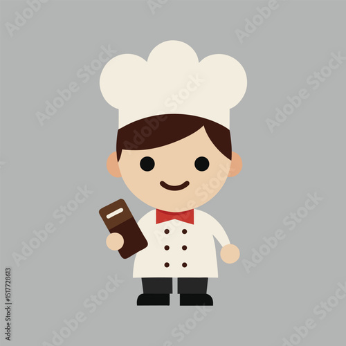 Chiba chef holding chocolate bar vector art illustration