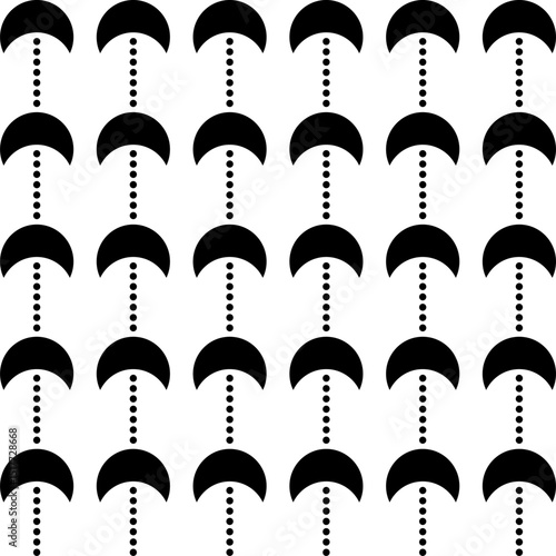 seamless pattern with black and white umbrella shape half moon with circles vector illustrations