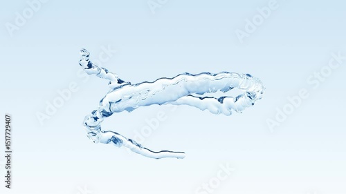 螺旋を描き上昇する水の造形の3Dアニメーション