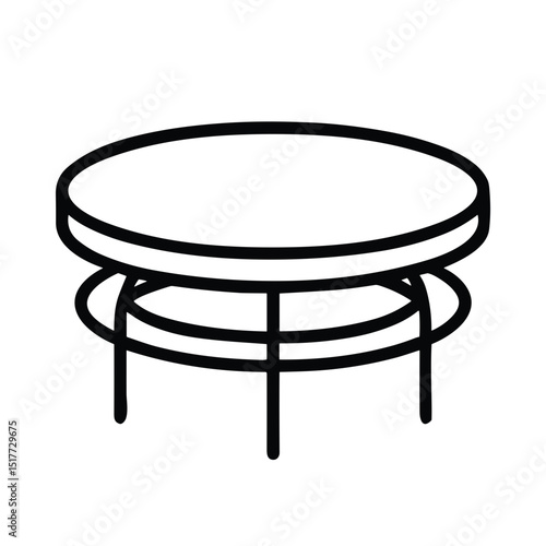 Round coffee table icon for living room furniture websites, interior design blogs, apartment styling platforms, home decoration guides and furniture shopping catalogs