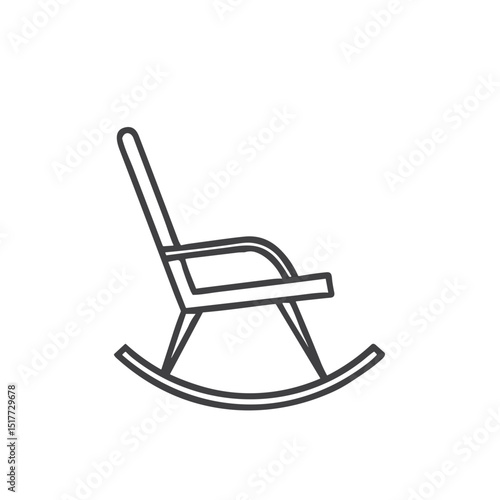 Rocking chair icon for nursery furniture websites, retirement home design blogs, relaxation furniture catalogs, traditional decor platforms and comfort seating guides