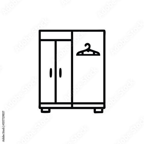 Wardrobe icon for bedroom furniture websites, clothing storage blogs, space-saving solutions, interior design platforms and home organization guides
