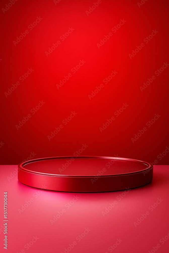 Empty red podium display on red background Empty red podium display on red background