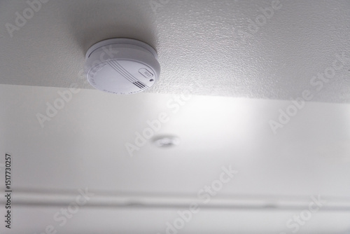 Smoke detector mounted on ceiling