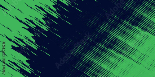 modern horizontal green modern background. halftone dots green and blue color pattern gradient grunge texture background.