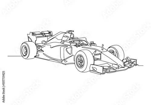 Elegant continuous line drawing of a formula one car illustratio