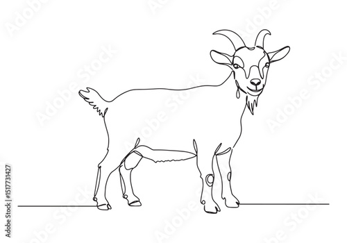 Elegant single line drawing of a Nigerian Dwarf goat in minimali