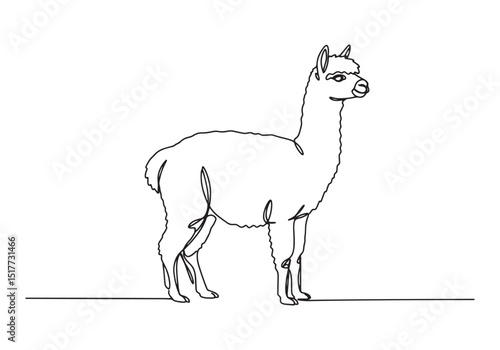 Elegant and Minimalist Alpaca Portrait in Continuous One-Line Dr