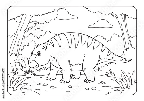 Euparkeria Dinosaur in Natural Habitat, A Detailed Coloring Page