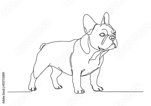 Elegant one-line drawing of a French Bulldog, minimalistic and m