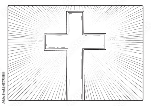 Serene Radiance A Simple Black and White Cross for Coloring and