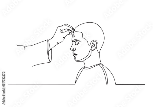 Continuous Line Drawing of Ash Wednesday Observance with Minimal