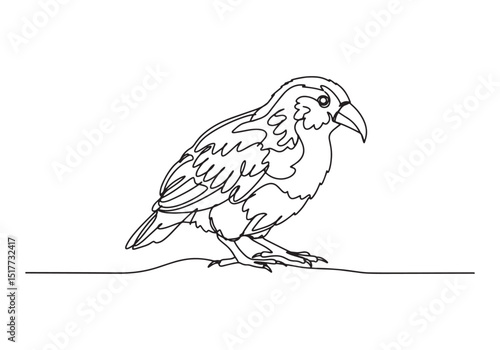 Elegant weka bird illustration in continuous oneline drawing sty