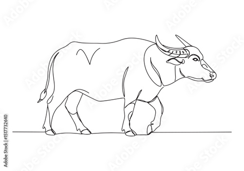 Elegant water buffalo artwork in continuous line style, minimali