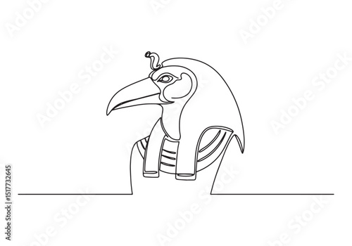 Elegant continuous line drawing of Thoth, the Egyptian god of wi