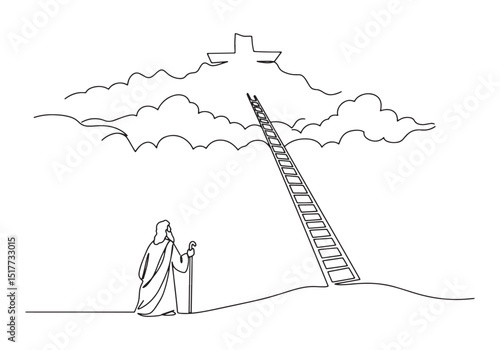 Jacob's Dream Illustrated, A Continuous Line Drawing of Faith an