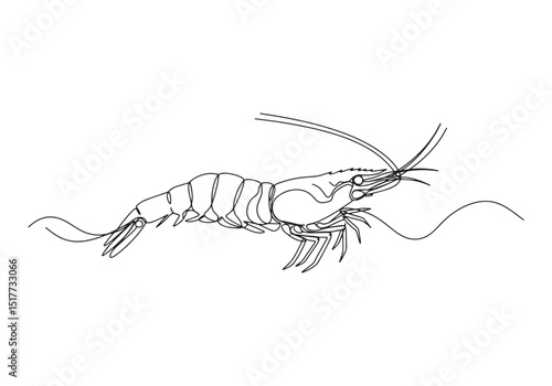 Continuous Line Drawing of a Brine Shrimp, Black and White Silho