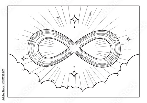 Mystical Infinity Symbol Coloring Page with Sacred Light Rays