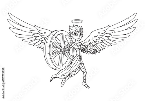 Ophaniel, the Angel of the Moon, Holds a Celestial Wheel in a Vi