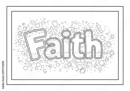 Illustration of the Word Faith for a Coloring Book with a Glowin