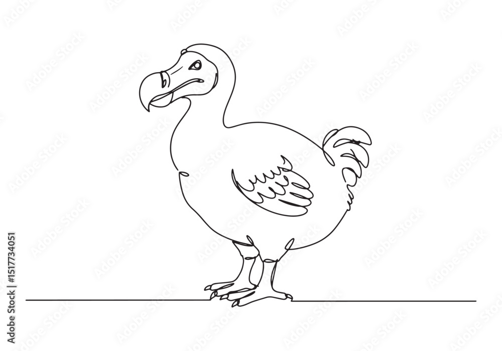 Fototapeta premium Elegant Dodo Illustration, A Single Continuous Line Drawing of a