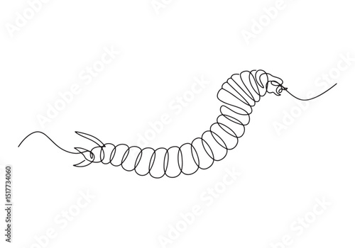 Elegant one line drawing of an arrow worm, showcasing minimalism