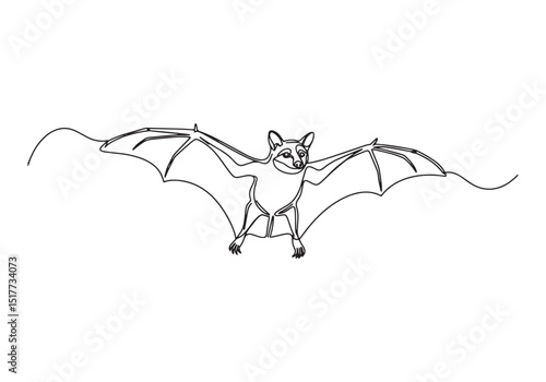 Elegant minimalist continuous line drawing of a flying fox from