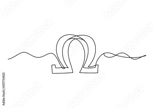 Elegant black and white continuous line drawing of Alpha and Ome