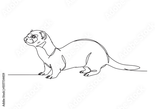 Elegant continuous line drawing of a ferret in minimalist black