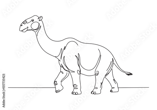 Indricotherium continuous line drawing, rhinoceros ancestor illu