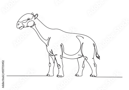 Elegant one-line drawing of a Macrauchenia, showcasing prehistor