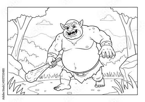 Enraged Ogre coloring page ready for children and adult drawing