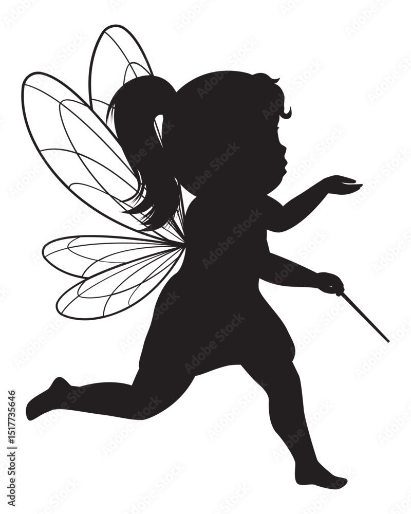 Fototapeta premium Silhouette of a Fairy with Wings